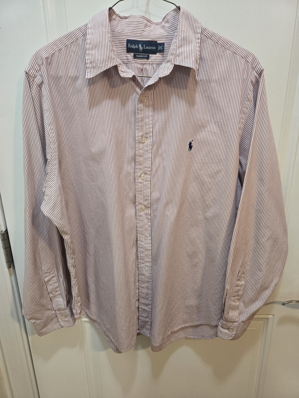 Ralph Lauren Thin Pink and White Striped Dress Shirt